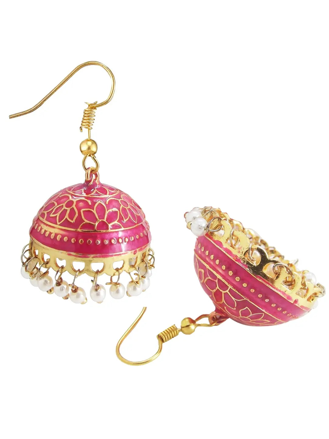 Meenakari Jhumkas with Pearls