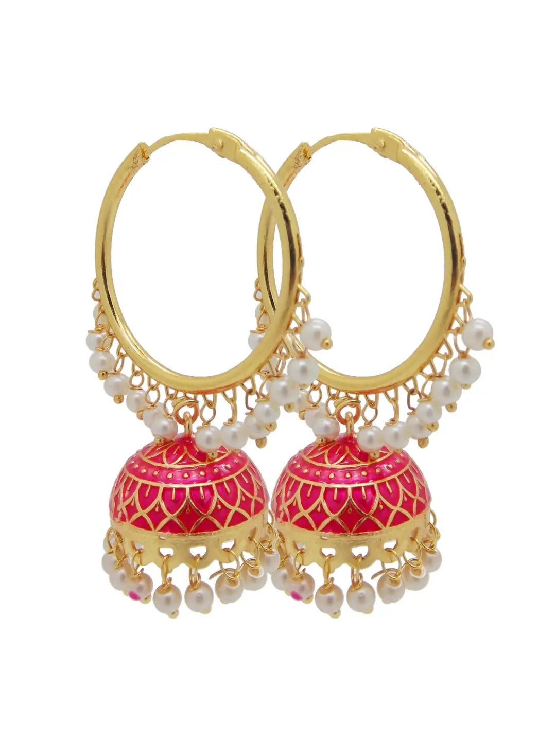 Pink Pearl Jhumka Earrings