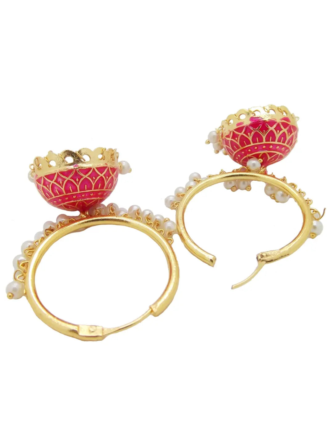 Pink Pearl Jhumka Earrings