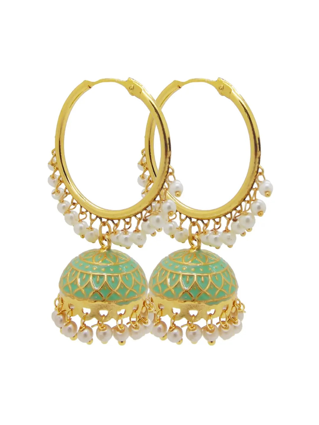 Green Pearl Jhumka Earrings
