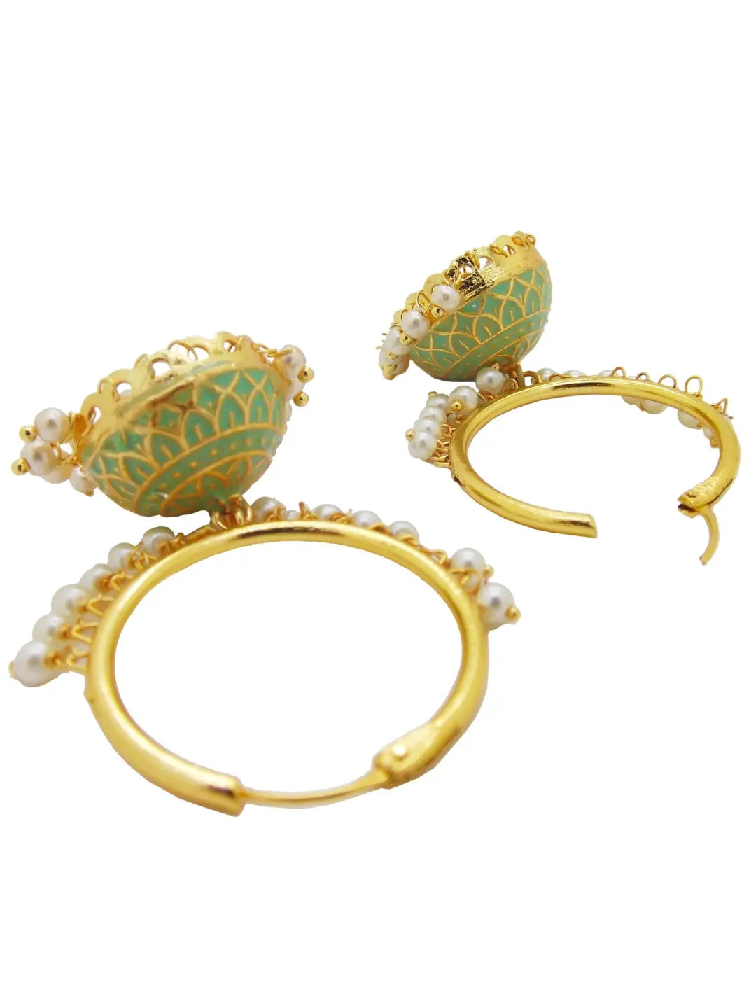 Green Pearl Jhumka Earrings