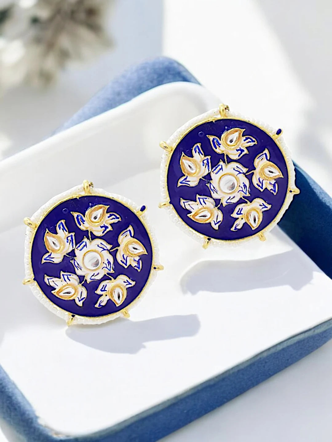 Blue Meenakari Stud Earrings