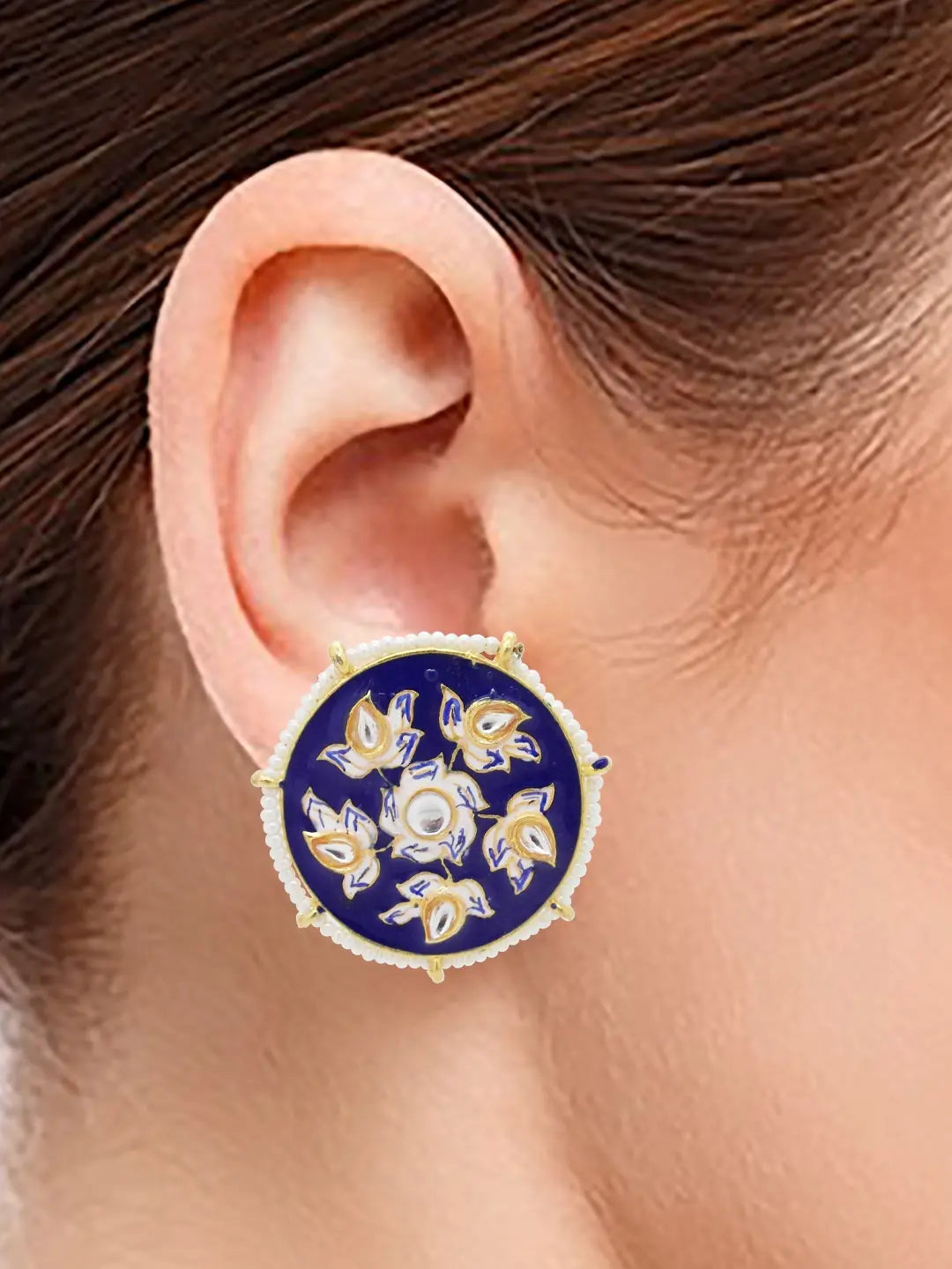 Blue Meenakari Stud Earrings