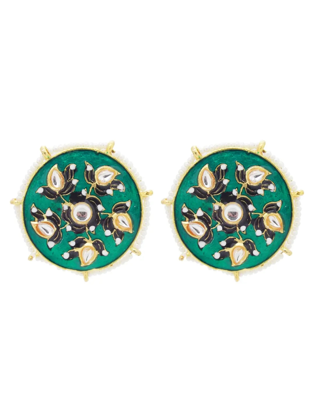 Green Meenakari Stud Earrings