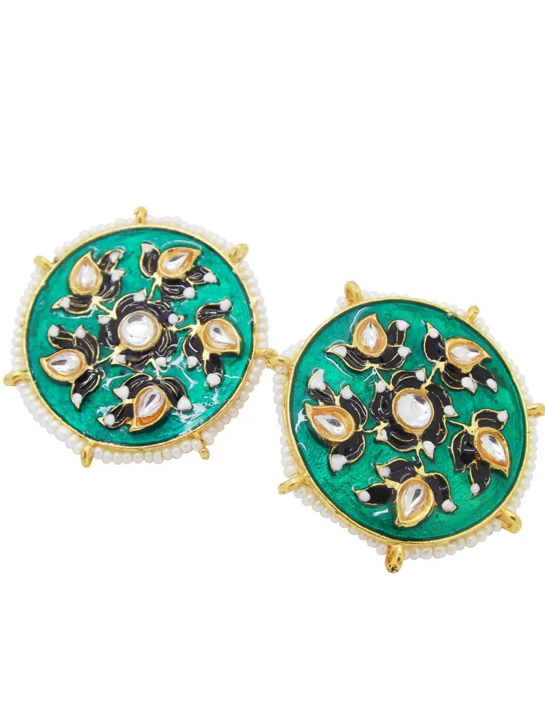 Green Meenakari Stud Earrings