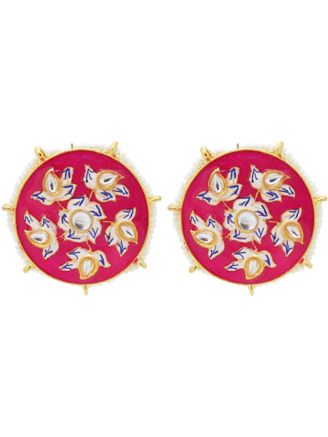 Pink Meenakari Stud Earrings