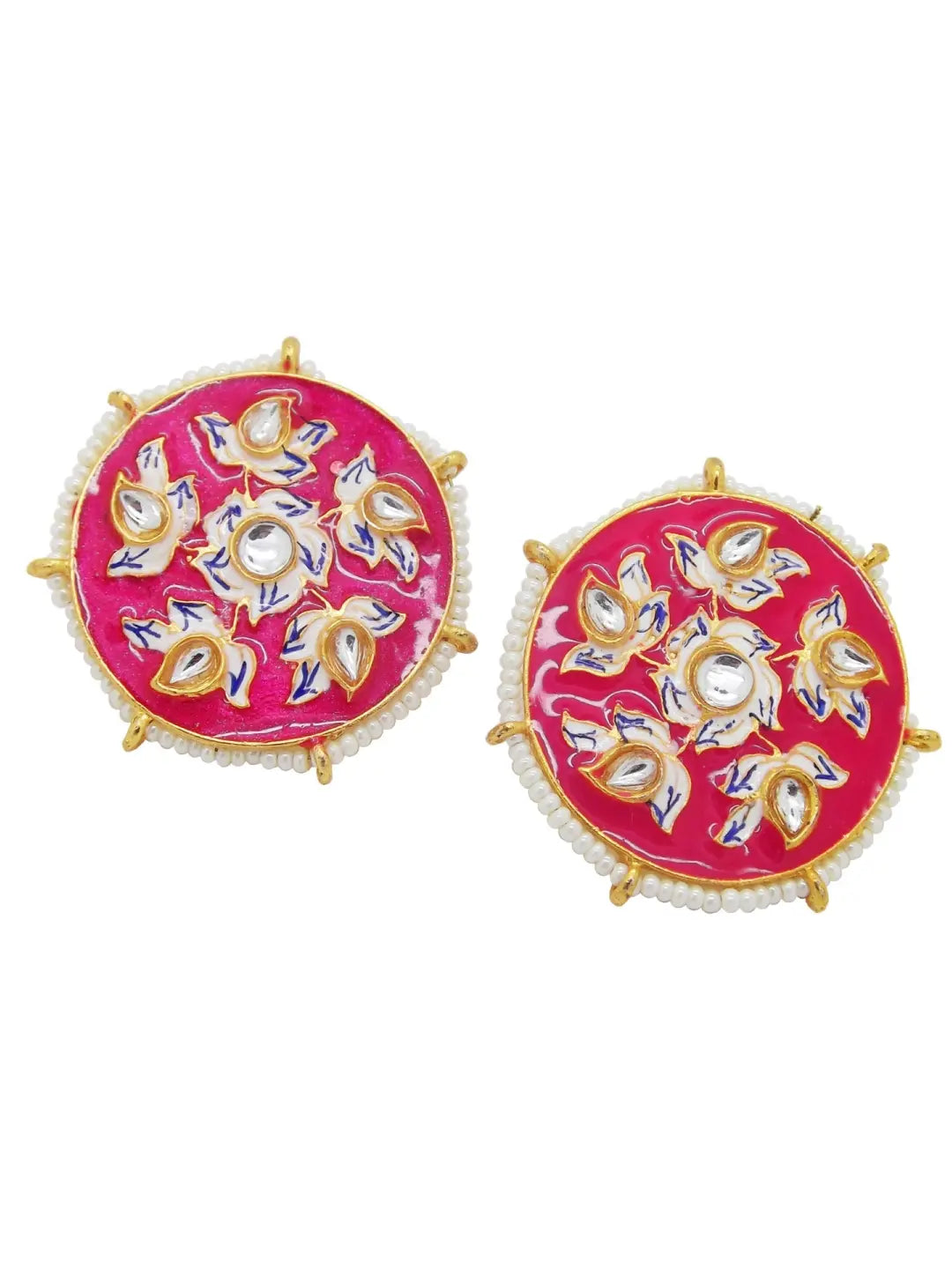Pink Meenakari Stud Earrings