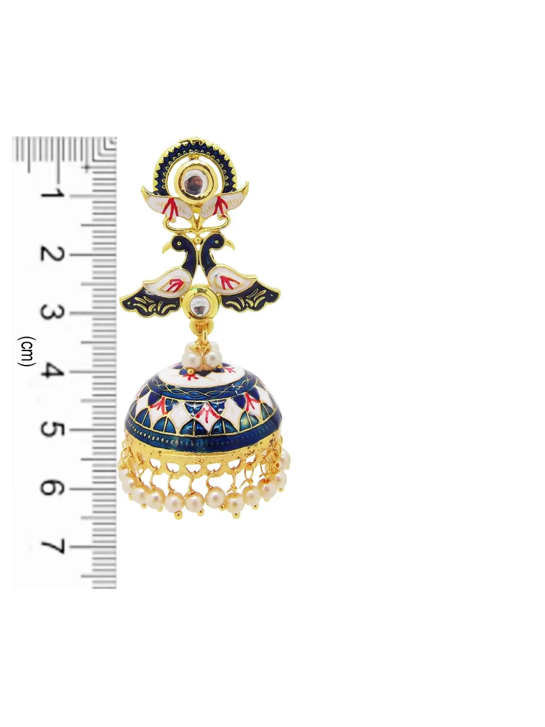 Blue Meenakari Enamelled Jhumkas