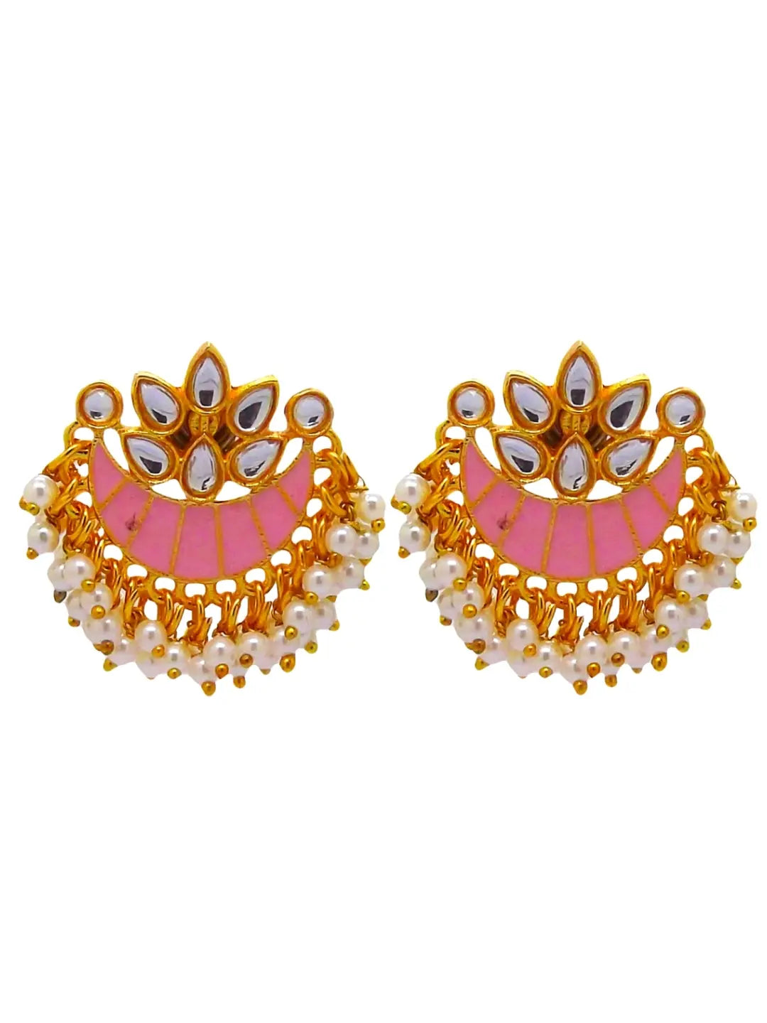 Gold Plated Pink Chandbalis