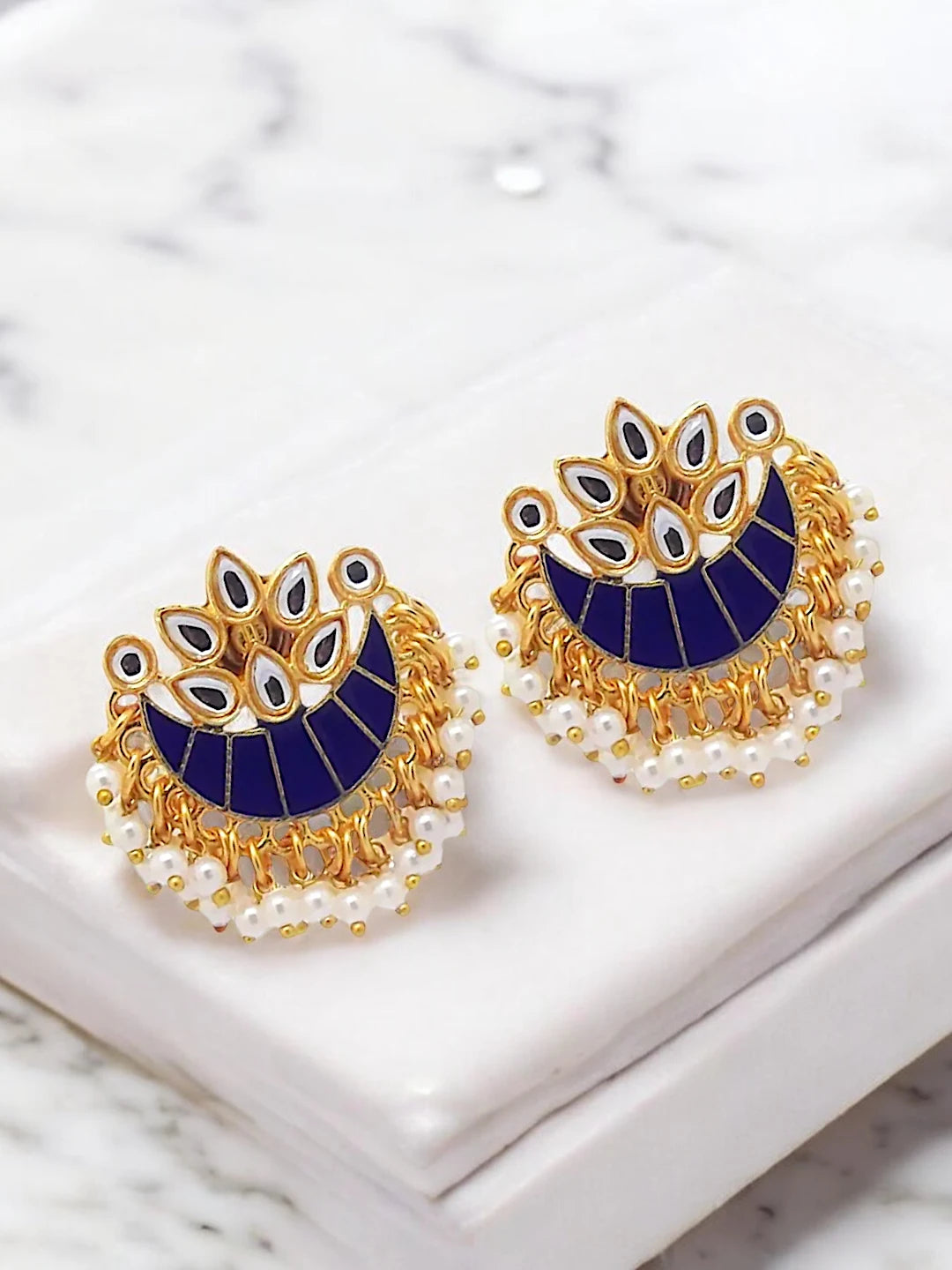 Gold Plated Royal Blue Chandbalis