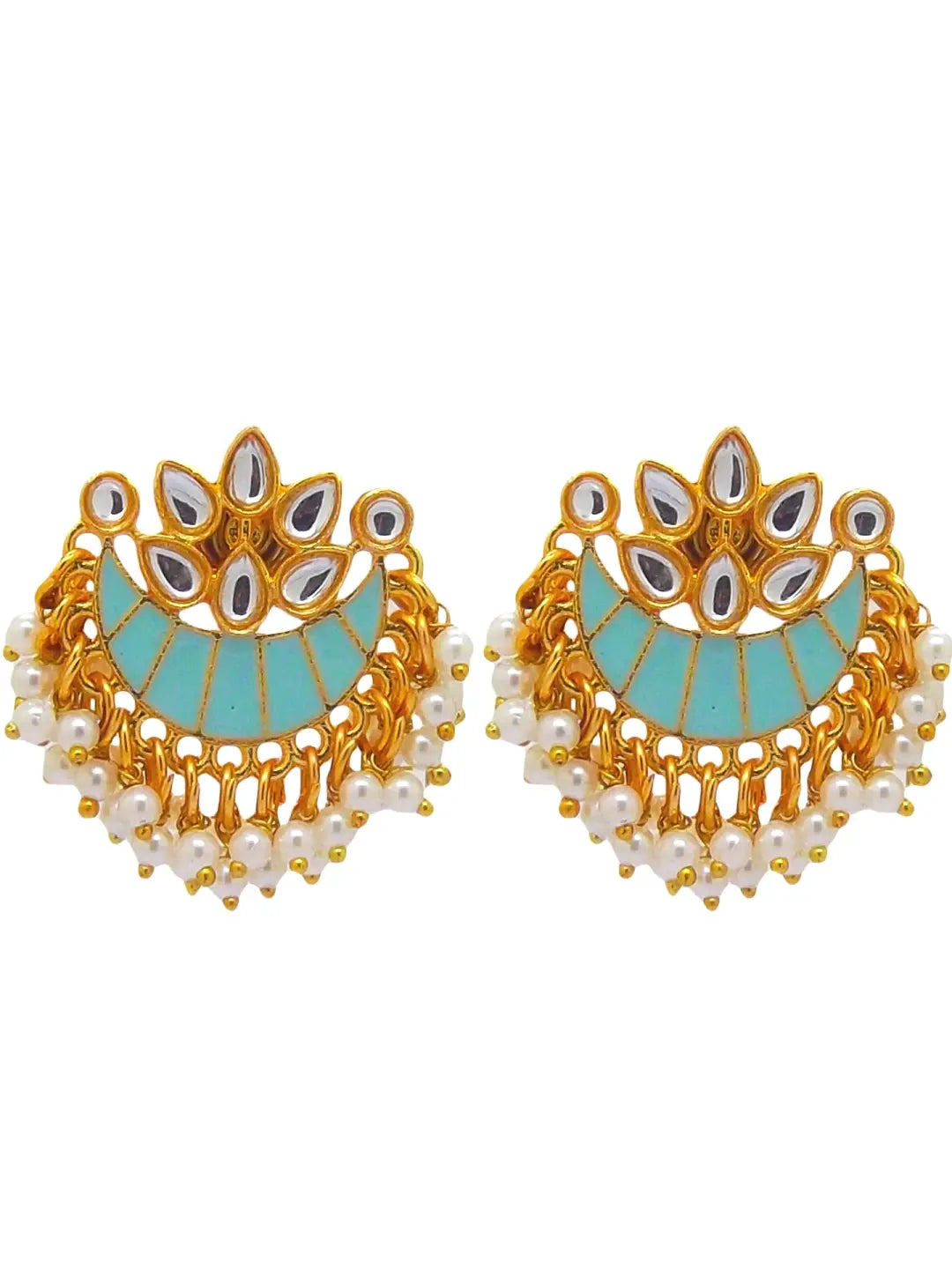 Gold Plated Sky Blue Chandbalis