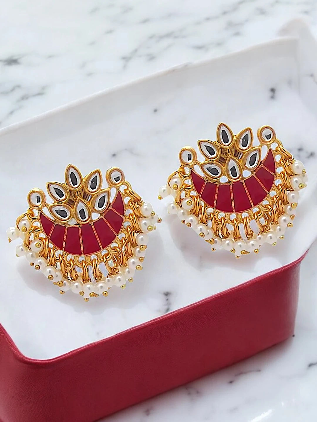 Gold Plated Red Chandbalis