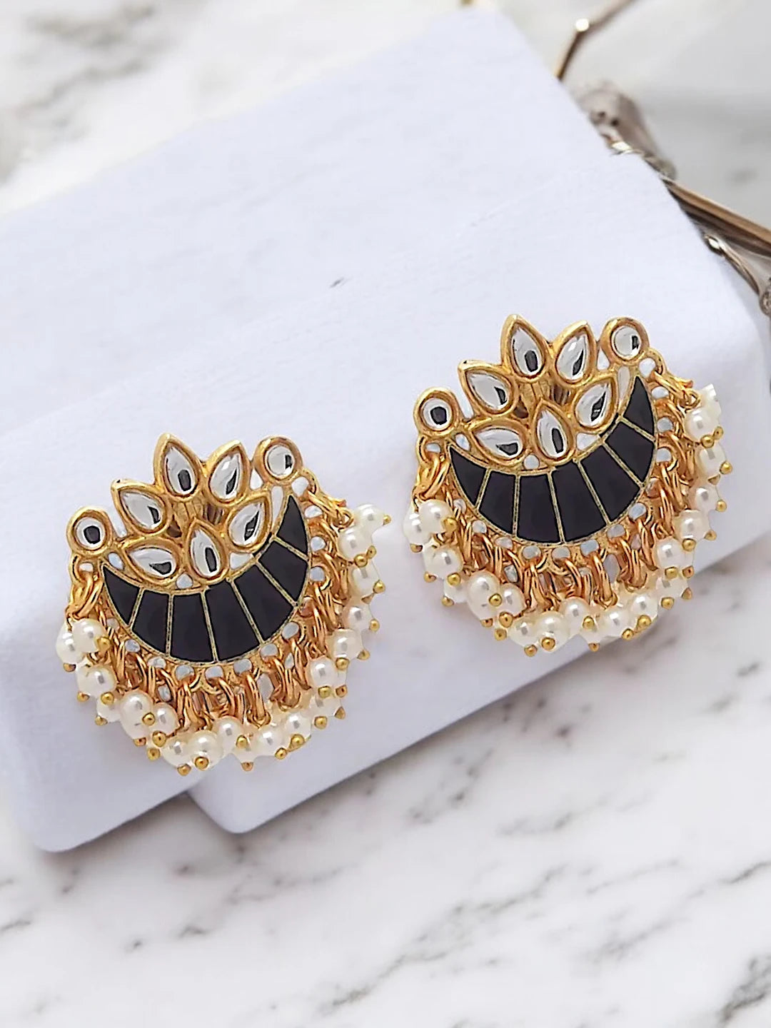 Gold Plated Black Chandbalis