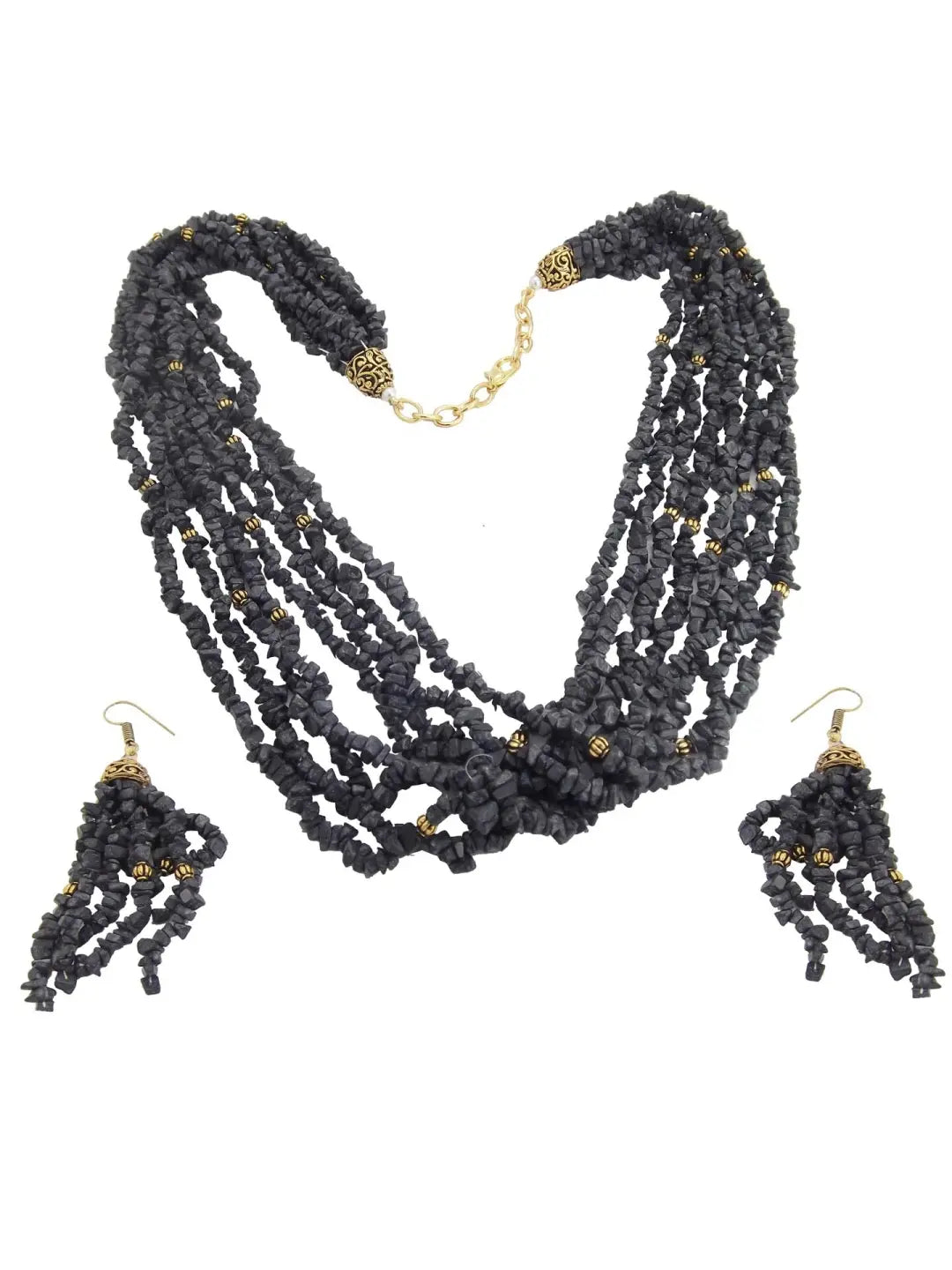 Black Stone Necklace Set