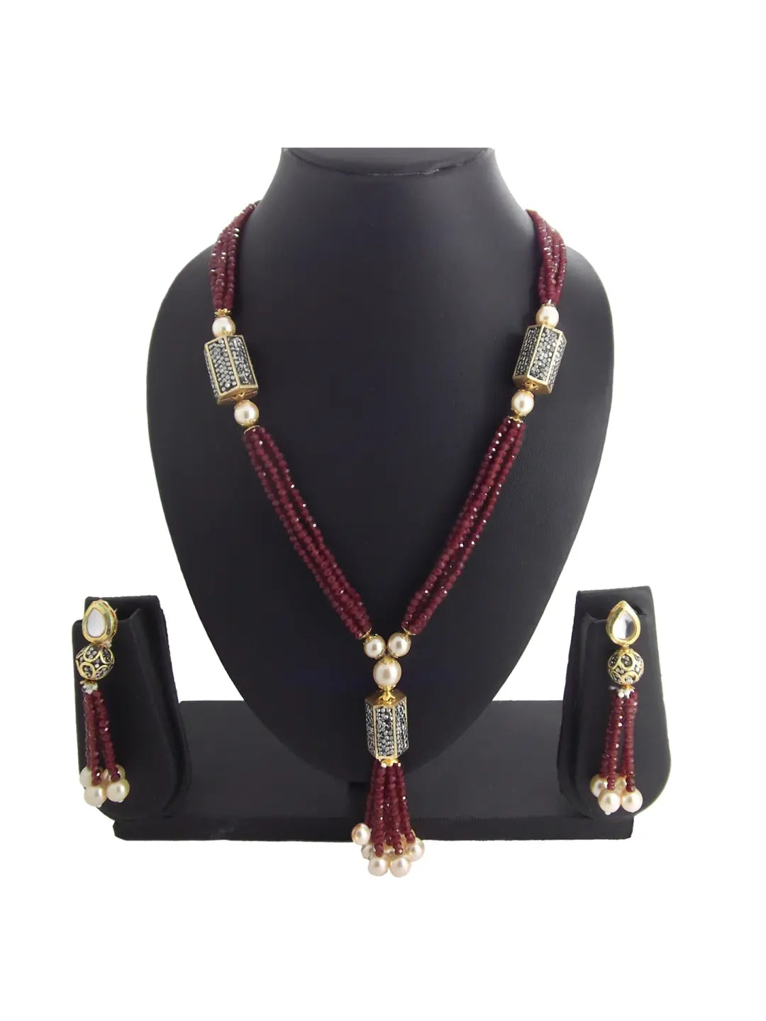 Maroon Beaded Jewellery Set