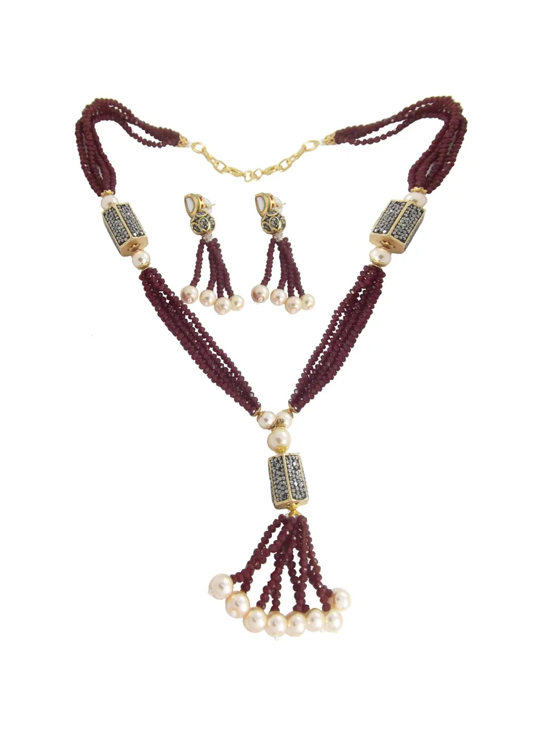 Maroon Beaded Jewellery Set