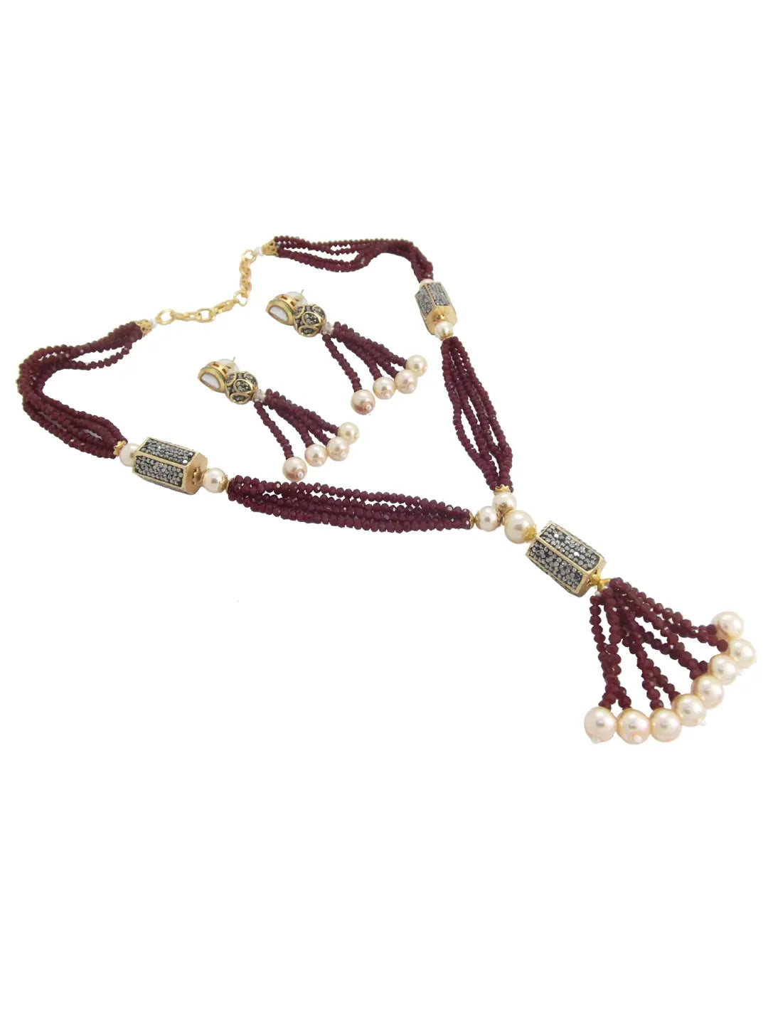 Maroon Beaded Jewellery Set