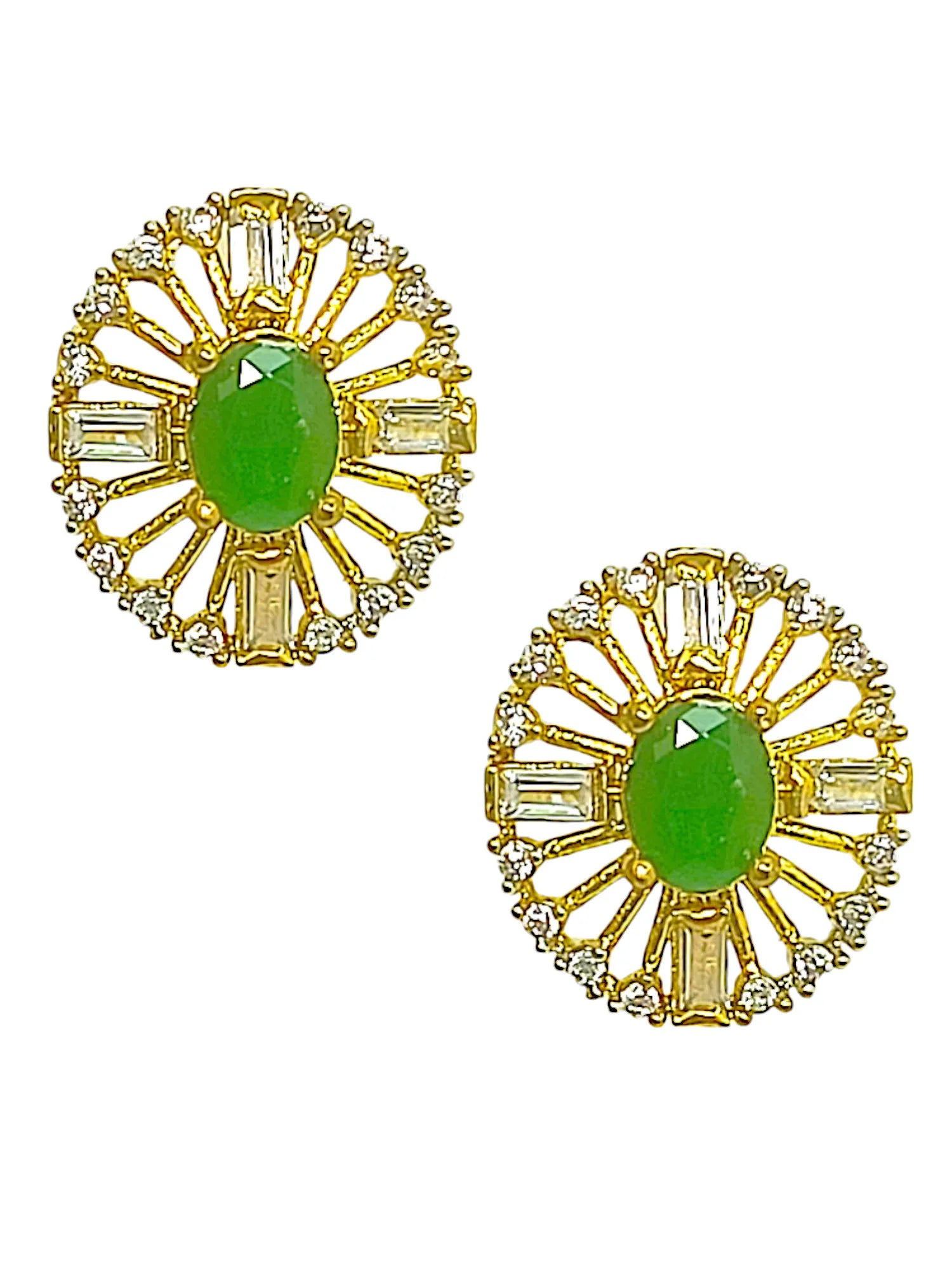 Set Of 6 Gold-Plated Stone-Studded Studs Earrings