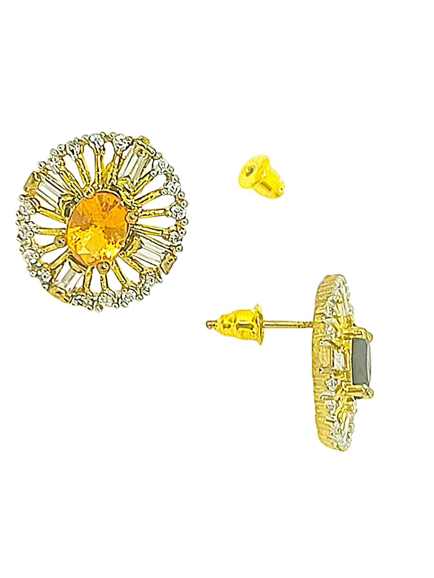 Set Of 6 Gold-Plated Stone-Studded Studs Earrings