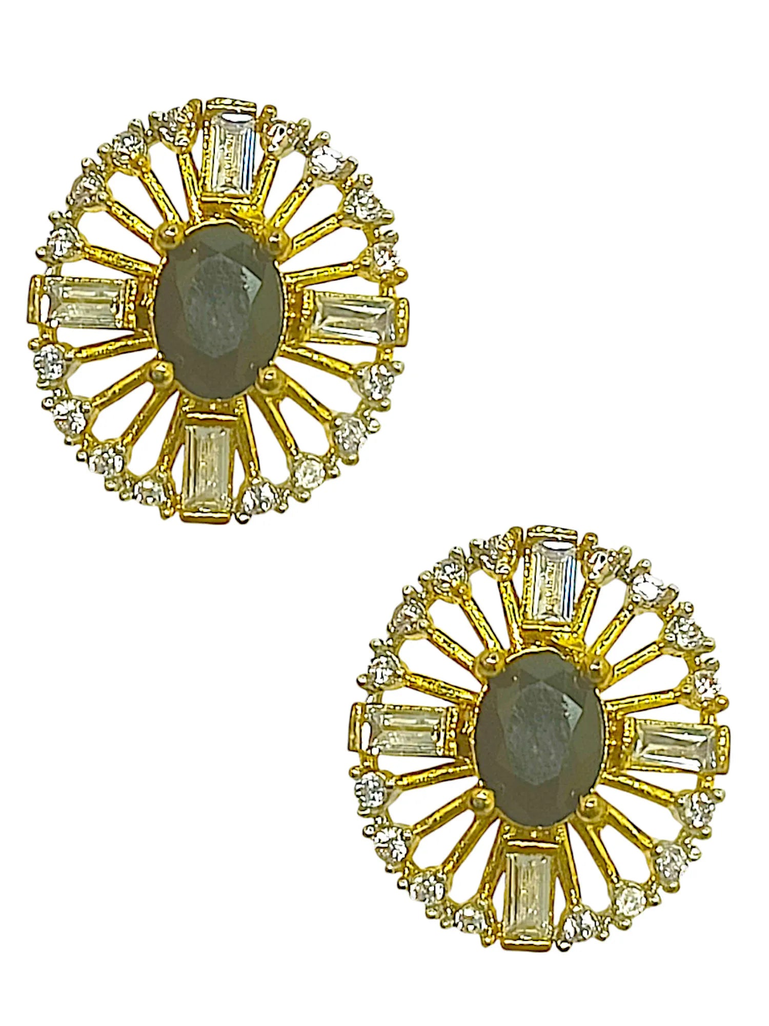 Set Of 6 Gold-Plated Stone-Studded Studs Earrings