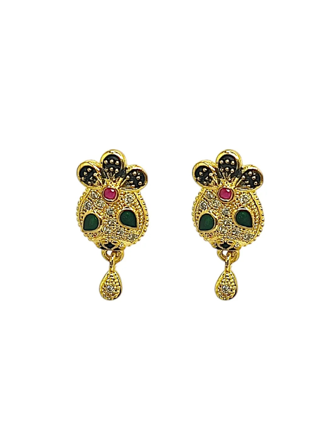 Gold-toned Pendant Stone-Studded Floral Motifs