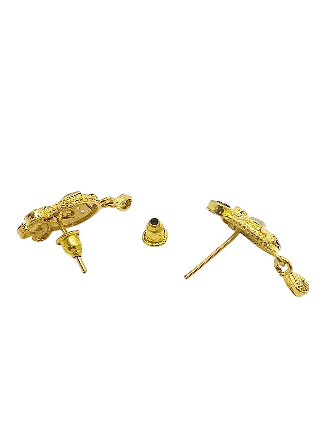 Gold-toned Pendant Stone-Studded Floral Motifs