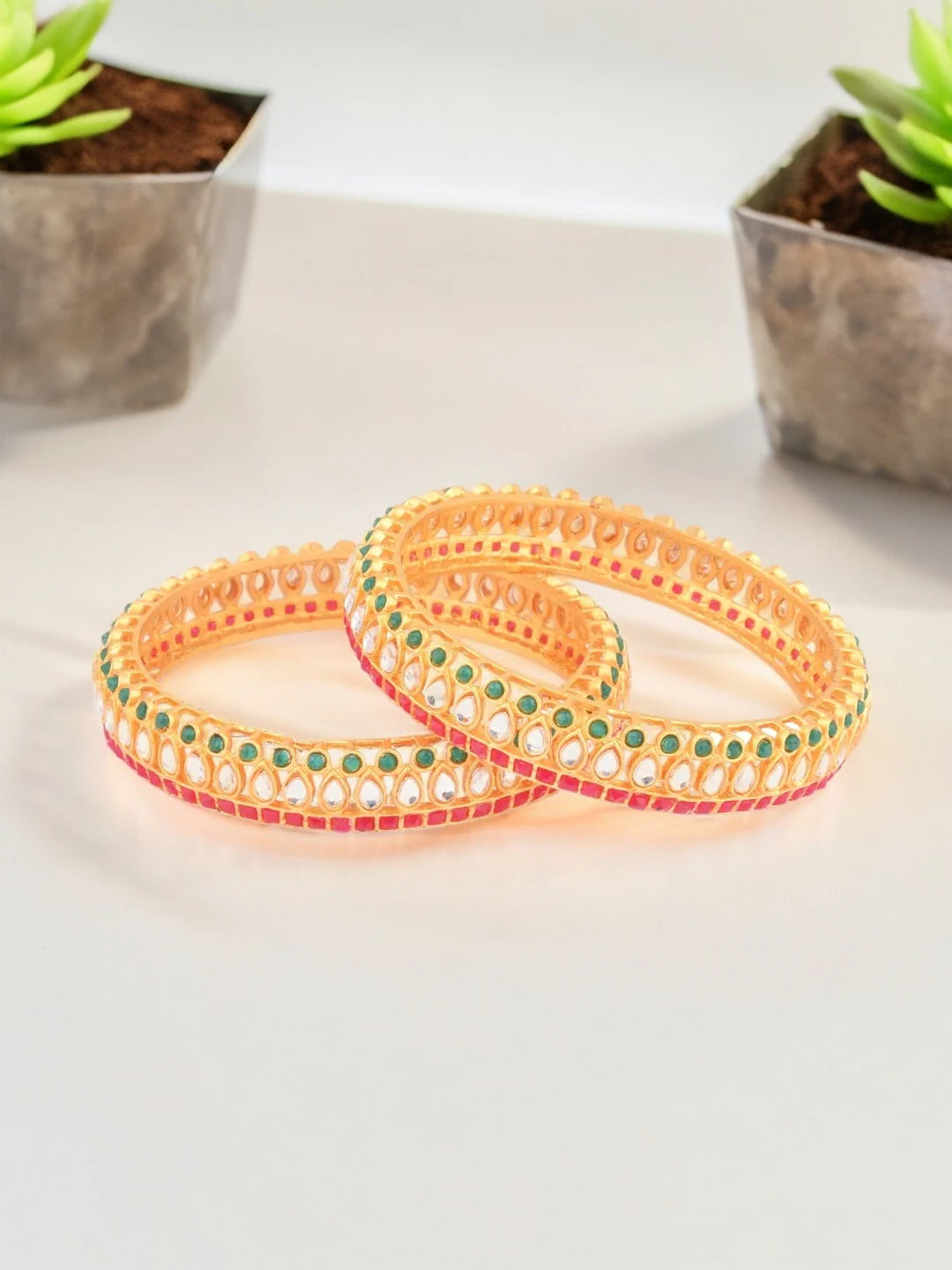 Kundan & Polki Bangles Set