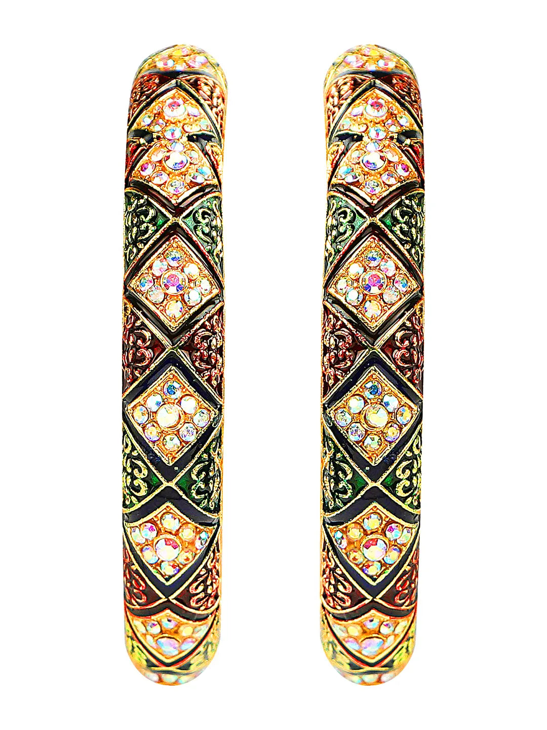 Gold Plated Meenakari CZ Stone 2Pc Bangle Kada