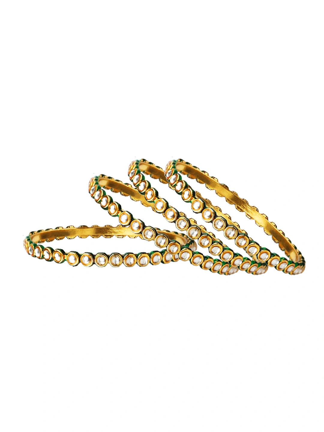 Gold Plated Kundan 4Pc Bangle