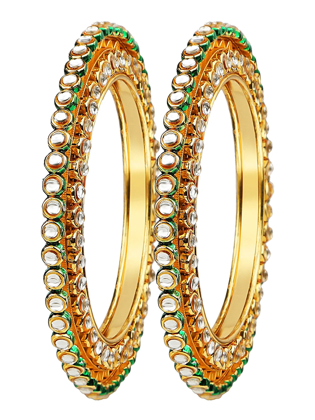 Rajputi Gold Plated Kundan 2Pc Bangle Kada