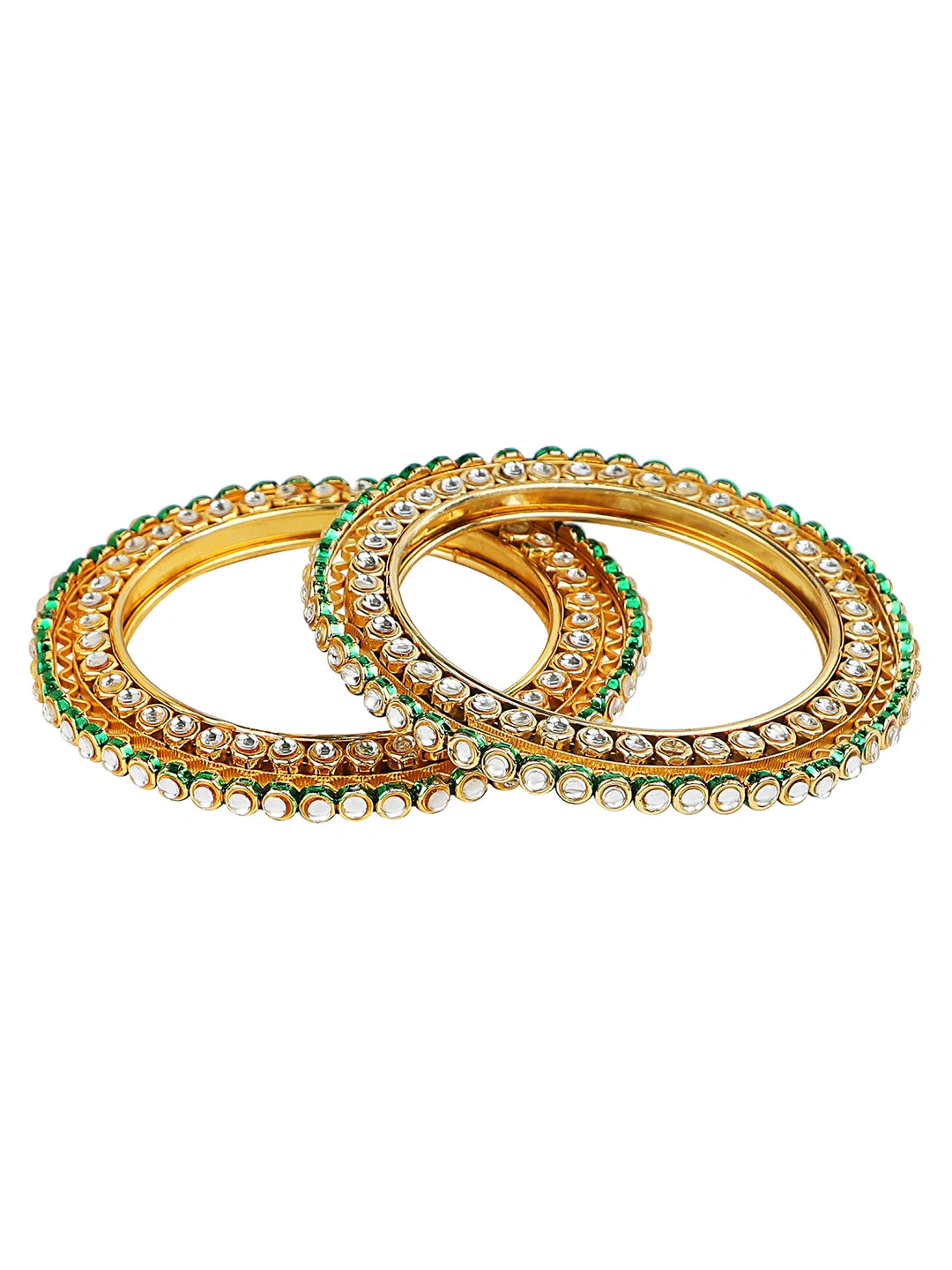 Rajputi Gold Plated Kundan 2Pc Bangle Kada
