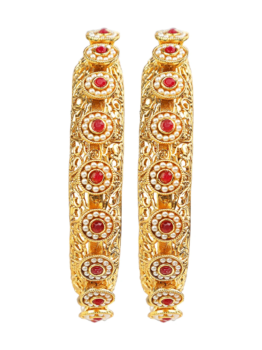 Maharani Collection Gold Plated 2Pc Pearl Gokhru Bangle Kada