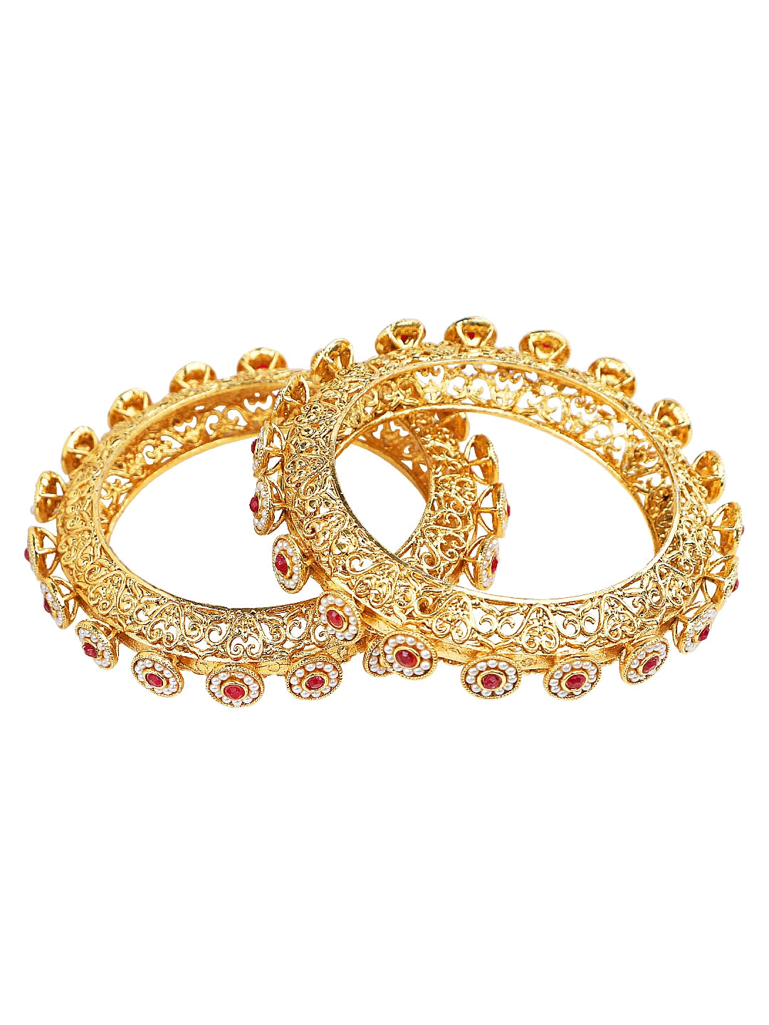 Maharani Collection Gold Plated 2Pc Pearl Gokhru Bangle Kada