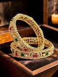 Set Of 2 Gold Plated Geometric Cutout Design Bangle Set
