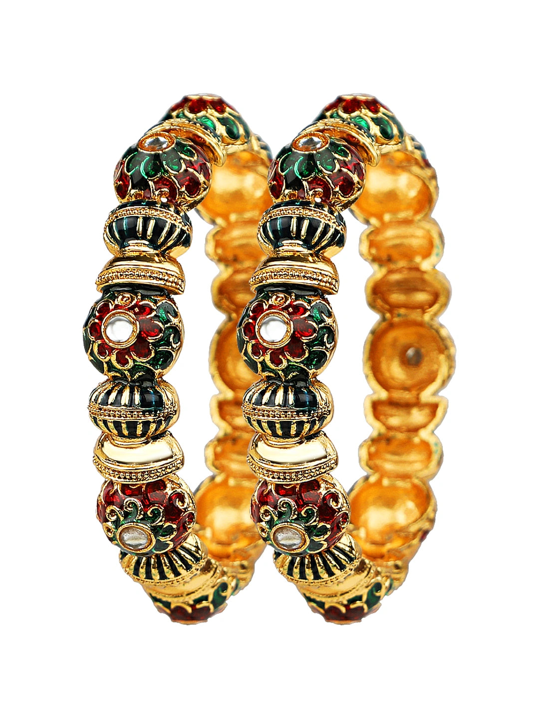 Kundan Meenakari 2Pc Multicolor Bangle kada