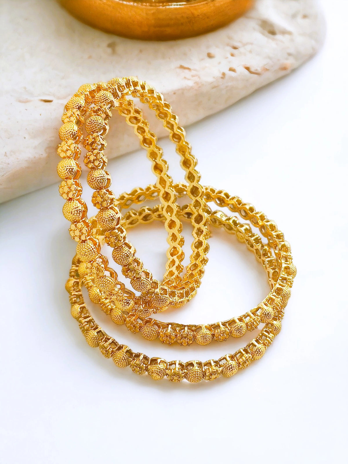 Gold Plated 4Pc Sleek Bangle