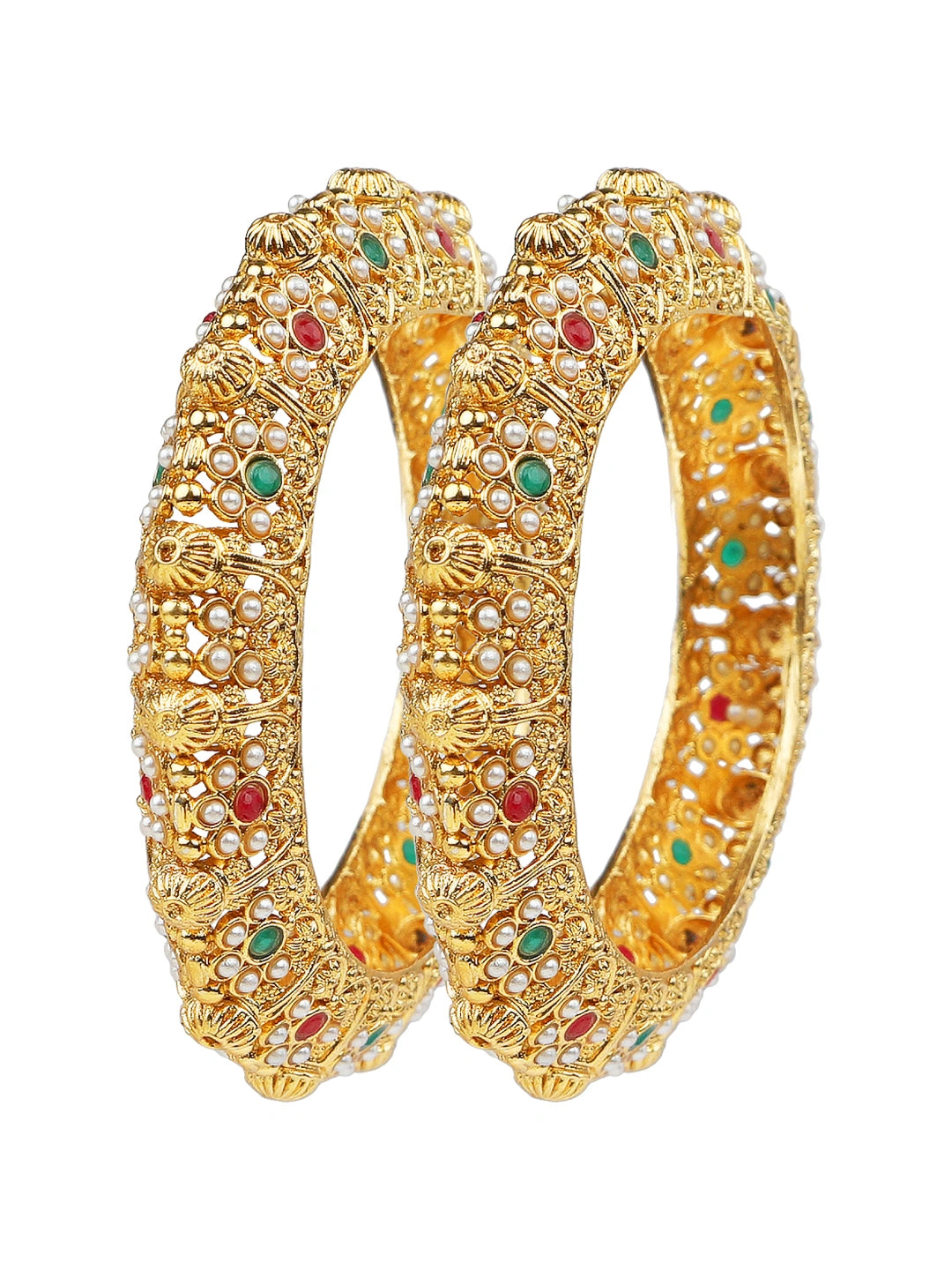 Gold Plated Maharani Style 2pc Bangle Kada