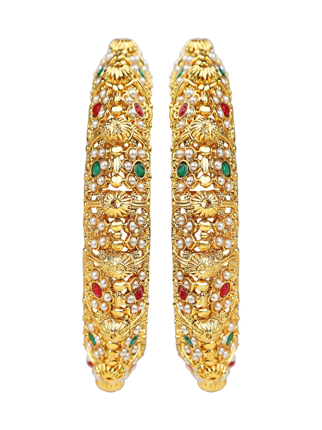 Gold Plated Maharani Style 2pc Bangle Kada