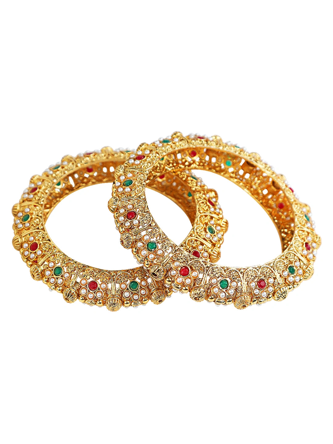 Gold Plated Maharani Style 2pc Bangle Kada