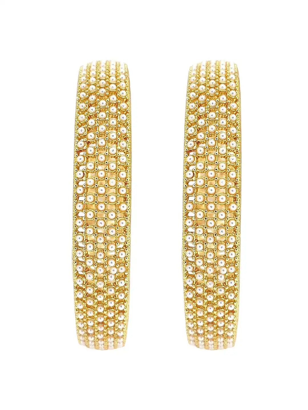Set Of 2 Gold Plated Beaded Studded Bangle