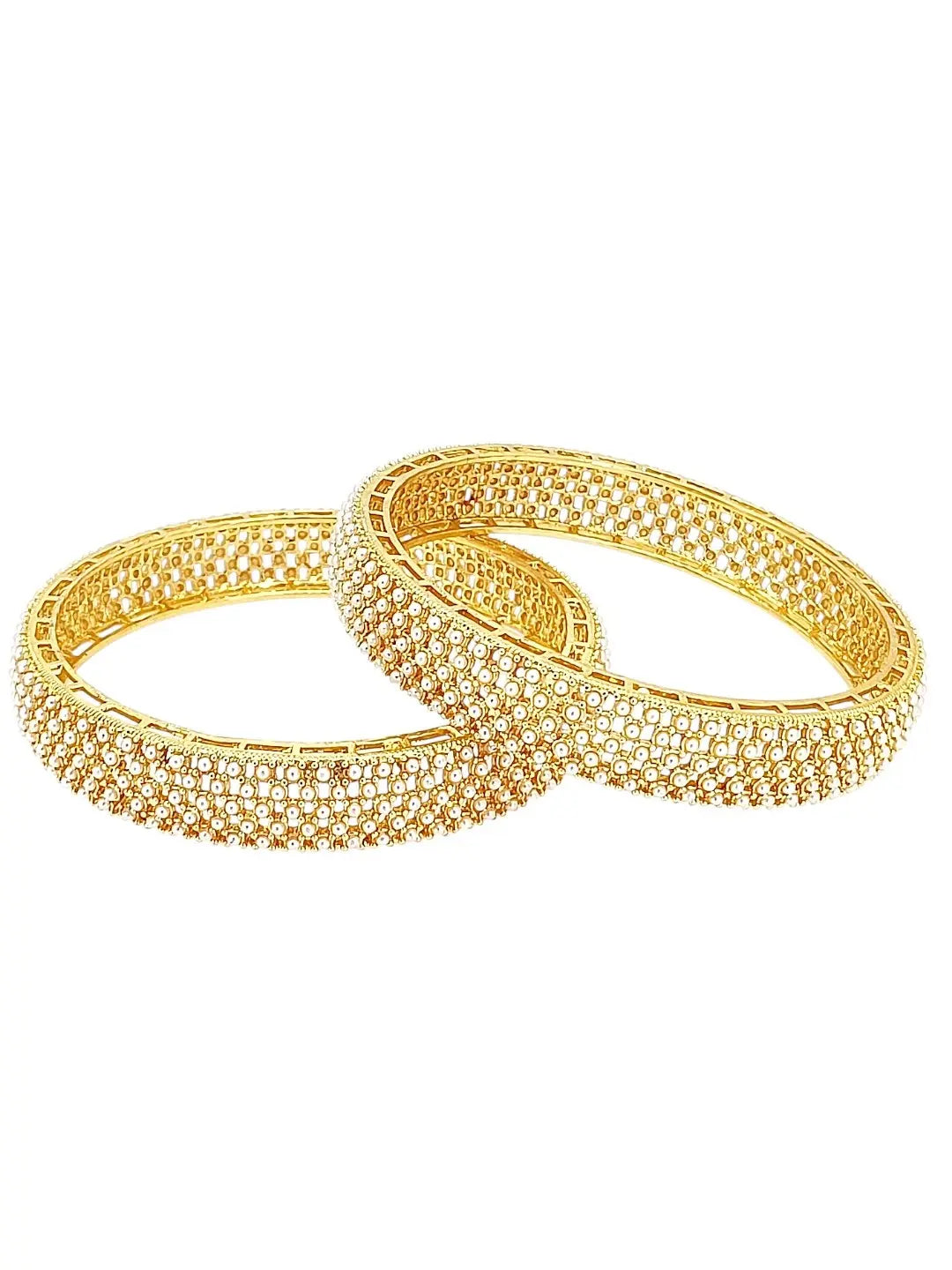 Set Of 2 Gold Plated Beaded Studded Bangle