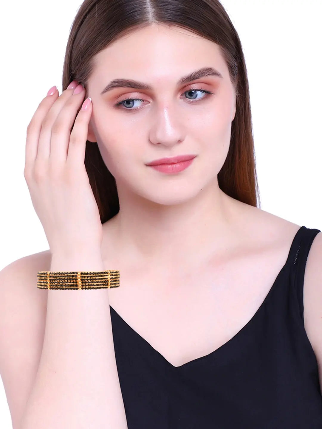 Gold plated Black Bangles