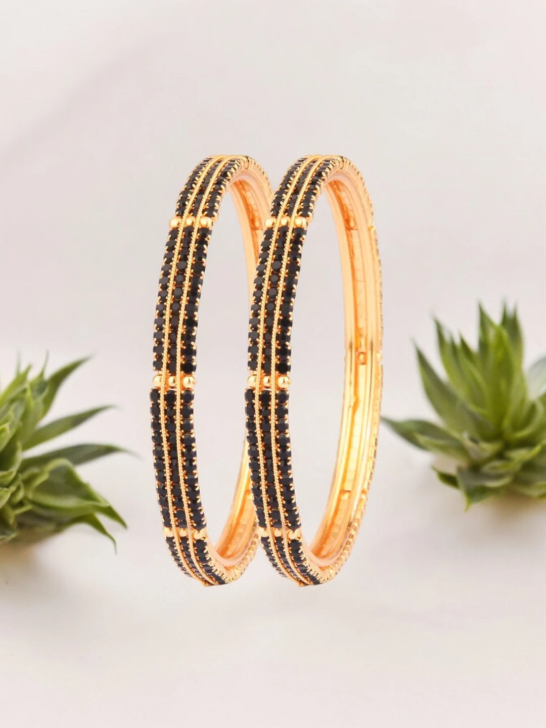 Gold plated Black Bangles