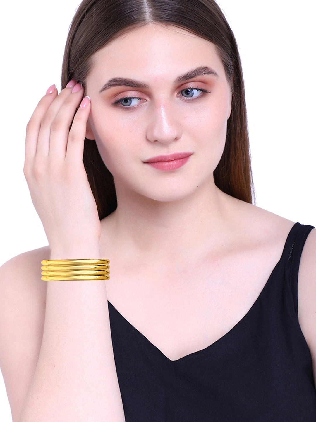 Golden Gleam Classic Plain 4Pc Bangle