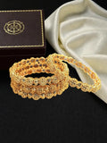 Set Of 4 Gold Plated Filigree Carved Style Bangles