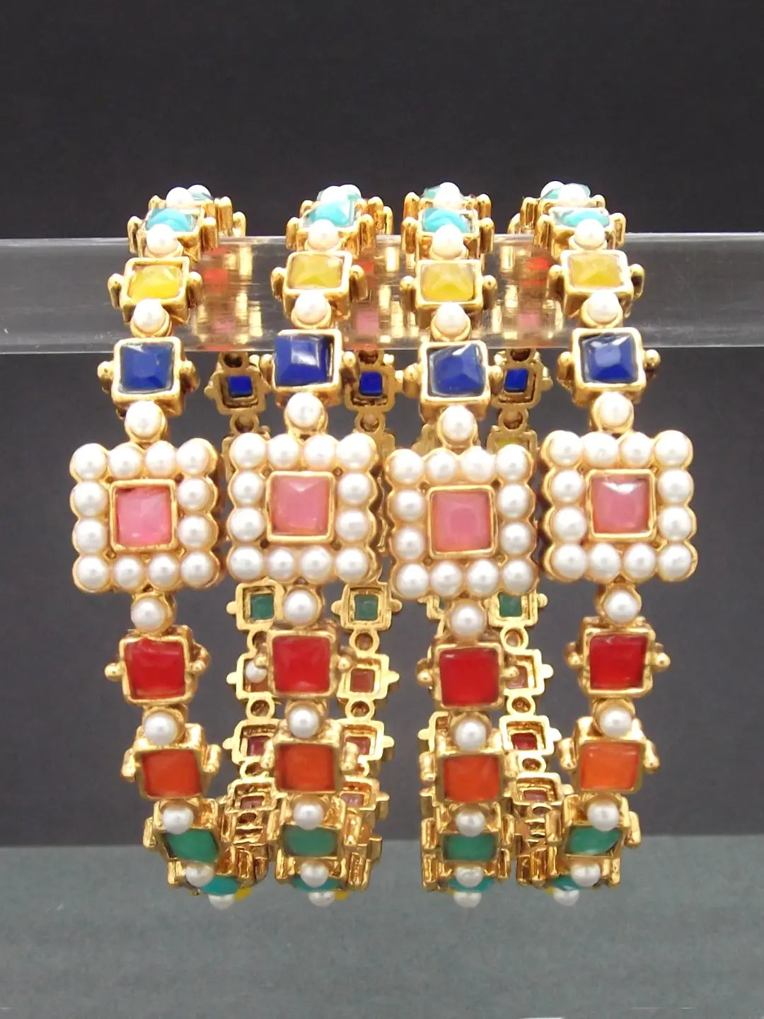 Multicolor Gold Plated Bangles