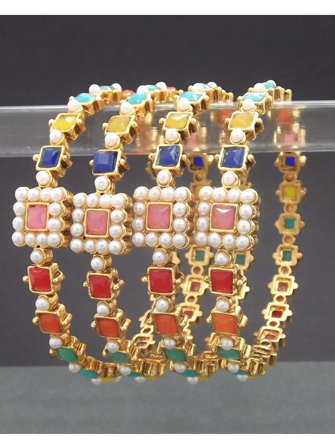 Multicolor Gold Plated Bangles