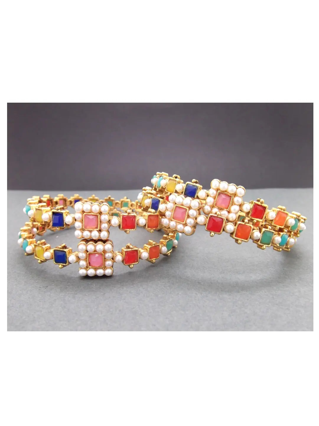 Multicolor Gold Plated Bangles