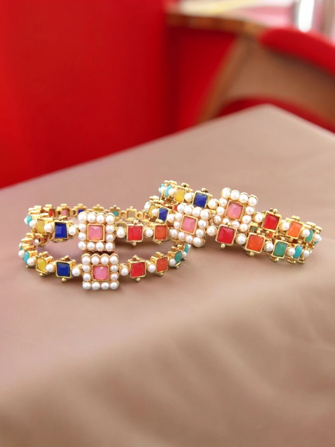 Multicolor Gold Plated Bangles