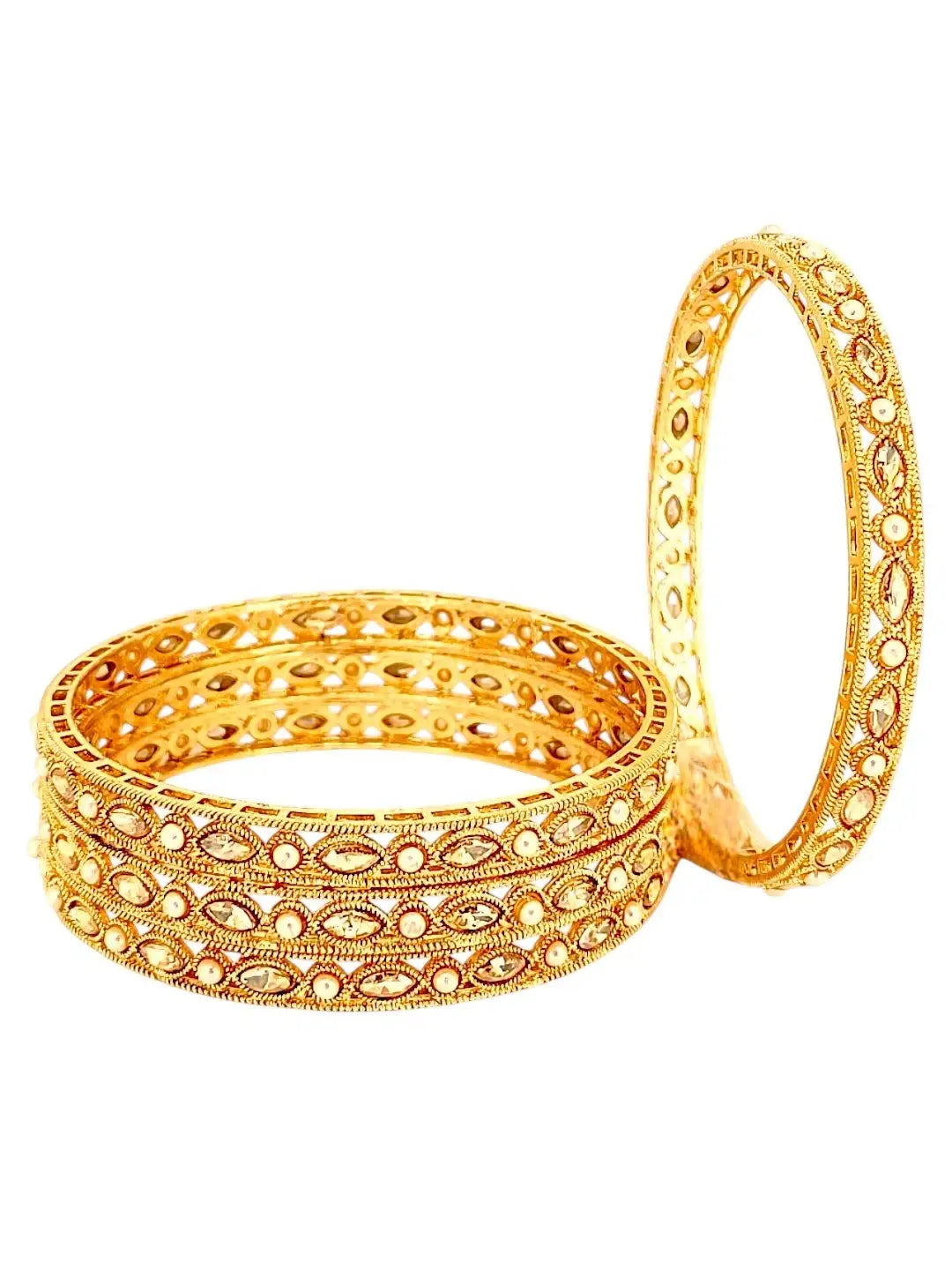 Set Of 4 Gold Plated Stone Studded Bangle